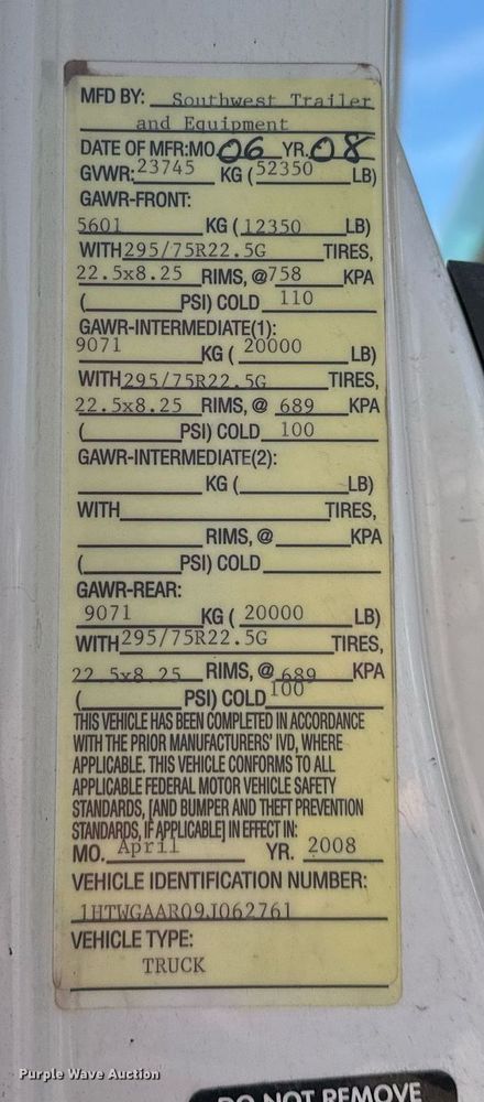 image for item EK0538 2009 International 7400 dump truck