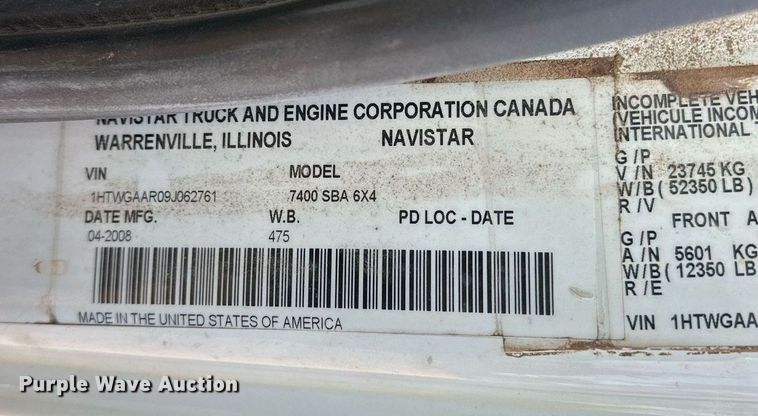 image for item EK0538 2009 International 7400 dump truck