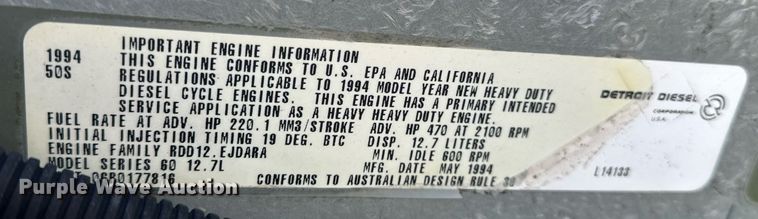 image for item EK0542 1995 International 9400 semi truck