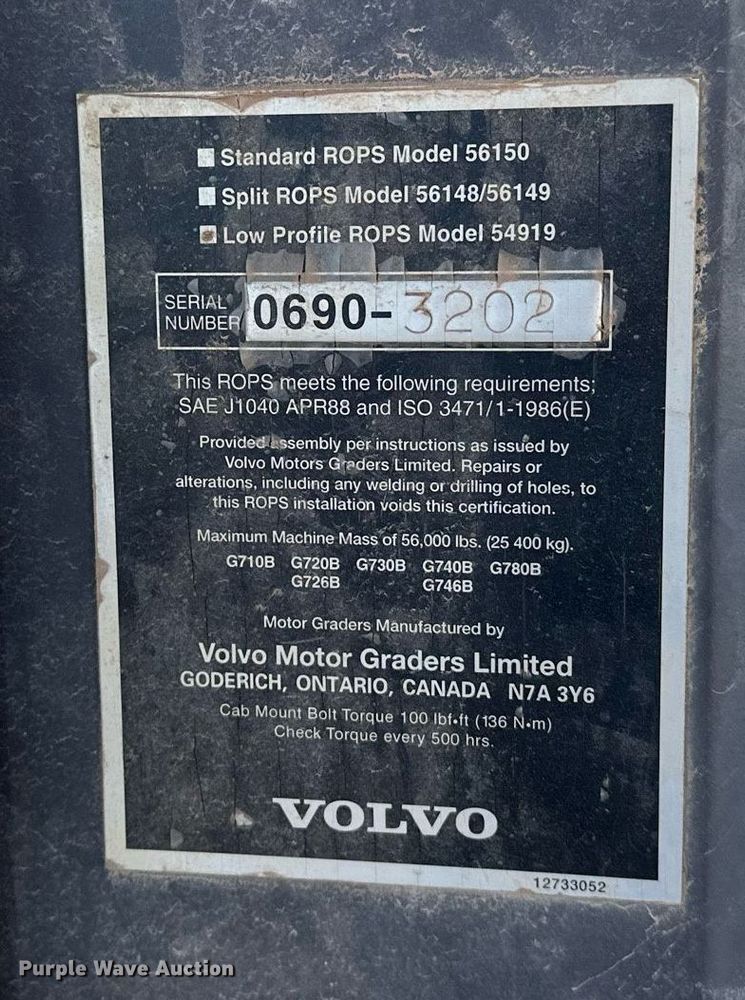 image for item EK0547 2005 Volvo G720B motor grader