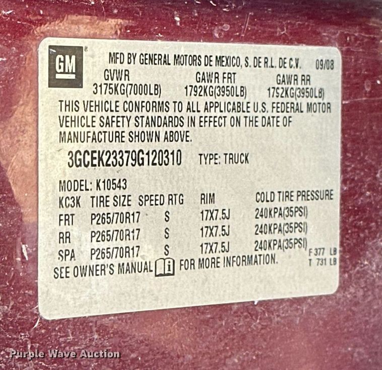 image for item EK0549 2009 Chevrolet Silverado 1500 Crew Cab pickup truck