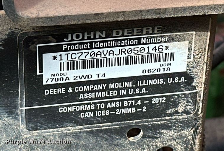 image for item EK0600 2018 John Deere 7700A reel mower