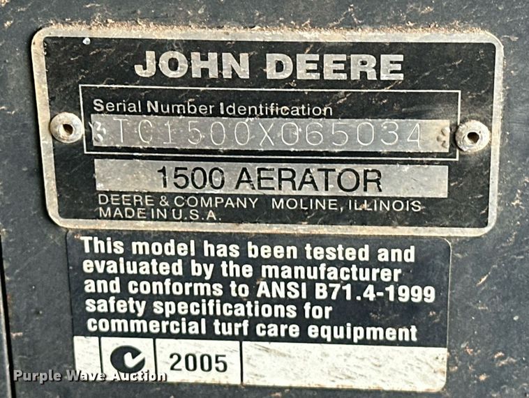 image for item EK0609 John Deere Aerocore 1500 aerator