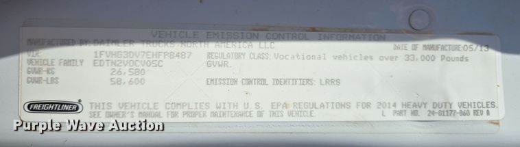 image for item EL5695 2014 Freightliner 114SD dump truck