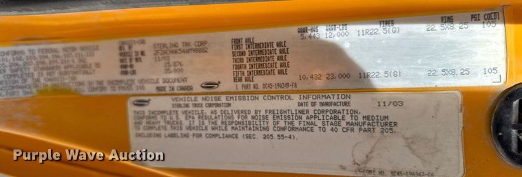 image for item EM3609 2004 Sterling Acterra dump truck