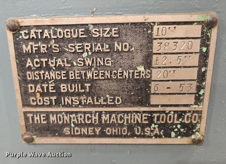 image for item EN3528 1953 Monarch lathe