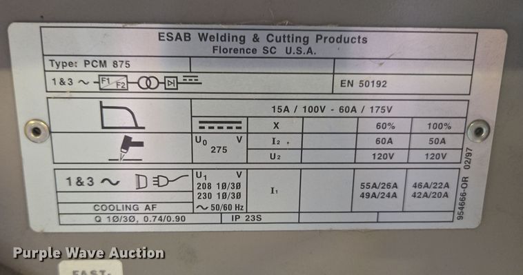 image for item EN3534 ESAB PCM-875 plasma cutter