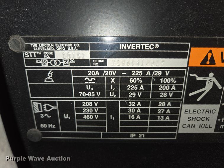 image for item EN3544 1996 Lincoln Electric Invertec STT welder