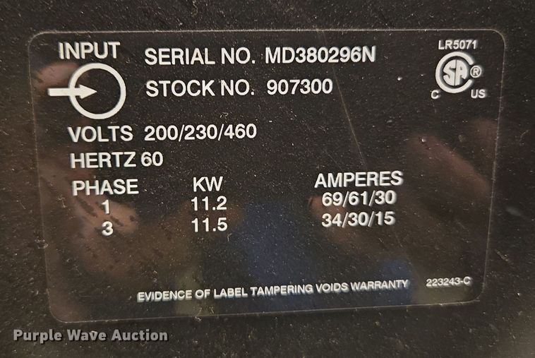 image for item EN3550 2013 Miller Millermatic 350P welder