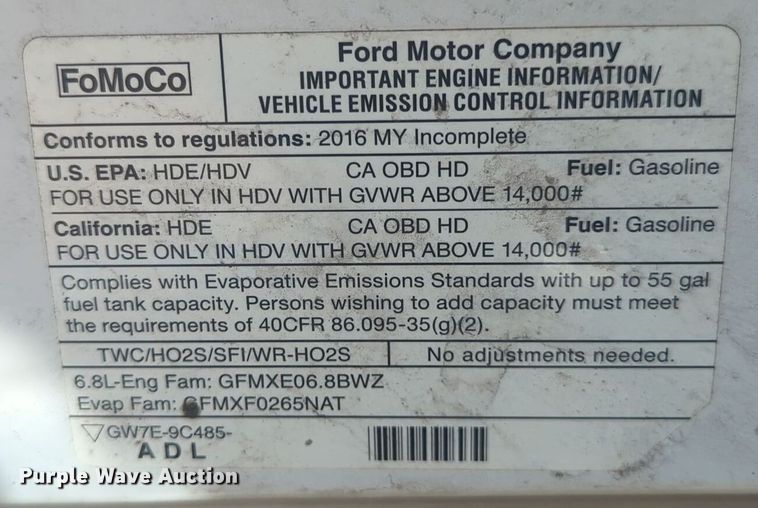 image for item EQ2211 2016 Ford Econoline E450 shuttle bus