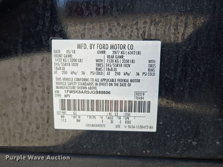 image for item EQ6801 2018 Ford Explorer Police Interceptor SUV