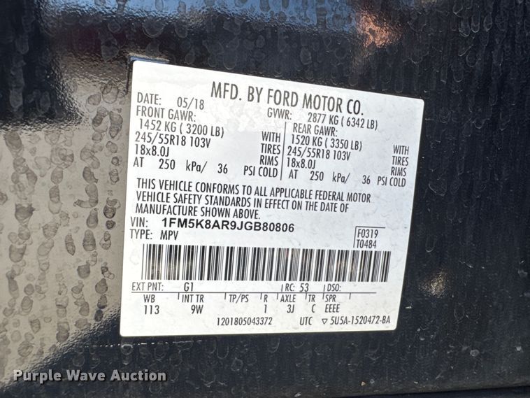 image for item EQ6801 2018 Ford Explorer Police Interceptor SUV