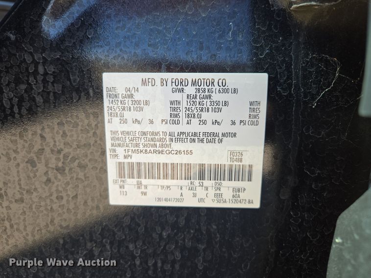 image for item EQ6807 2014 Ford Explorer Police Interceptor SUV