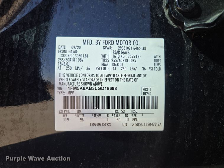 image for item EQ6808 2020 Ford Explorer Police Interceptor  SUV