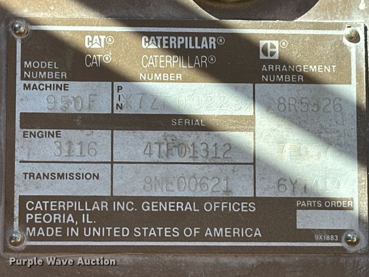 image for item ER8895 1991 Caterpillar 950F wheel loader