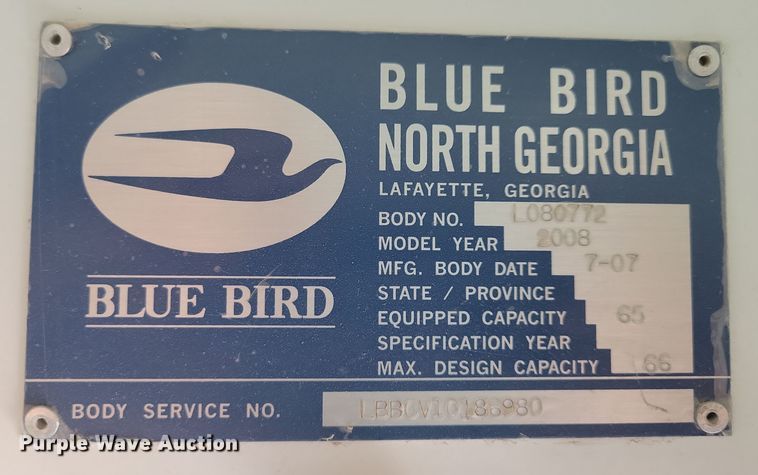 image for item NB9869 2008 Bluebird school bus