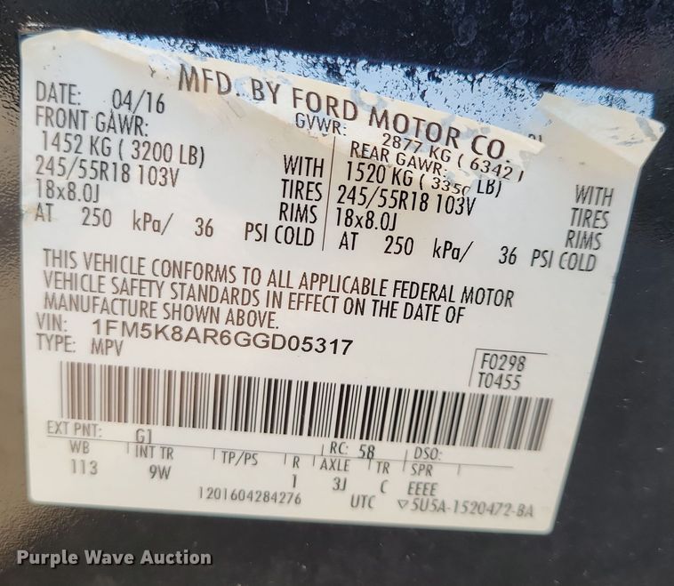 image for item NB9901 2016 Ford Explorer Police Interceptor SUV