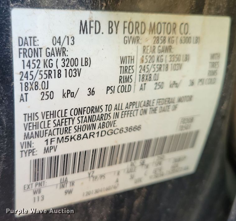 image for item NB9903 2013 Ford Explorer Police Interceptor SUV