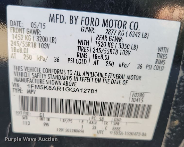 image for item NB9906 2016 Ford Explorer Police Interceptor  SUV