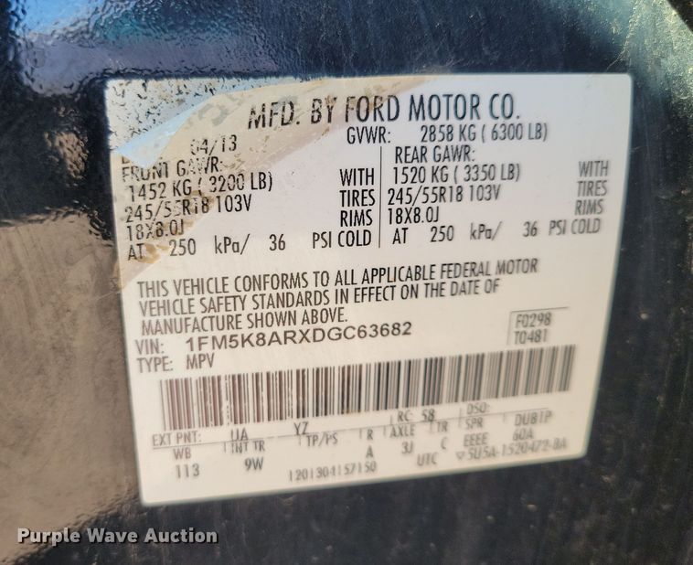 image for item NB9907 2013 Ford  Explorer Police Interceptor  SUV