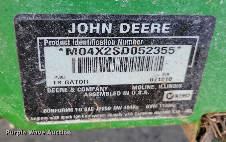 image for item NB9917 2010 John Deere Gator TS utility vehicle