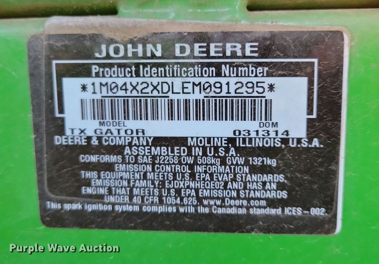 image for item NB9919 2014 John Deere  Gator TX utility vehicle