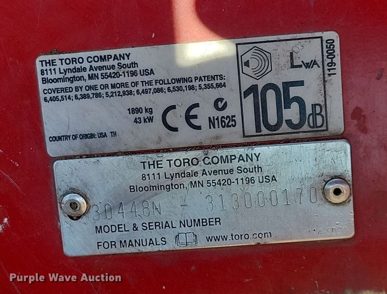 image for item NB9920 2013 Toro Groundsmaster 4000D lawn mower