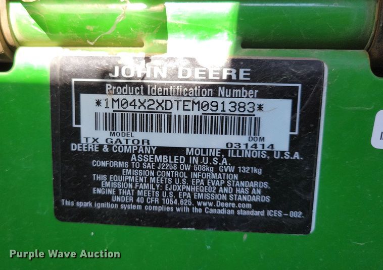 image for item NB9921 2014 John Deere  Gator TX utility vehicle