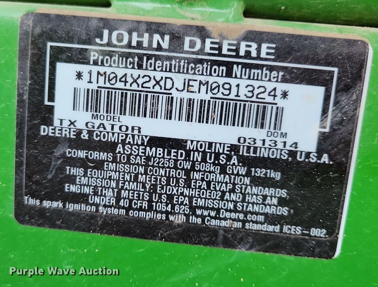 image for item NB9924 2014 John Deere Gator TX utility vehicle