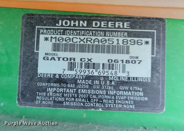 image for item NB9927 2007 John Deere Gator CX utility vehicle