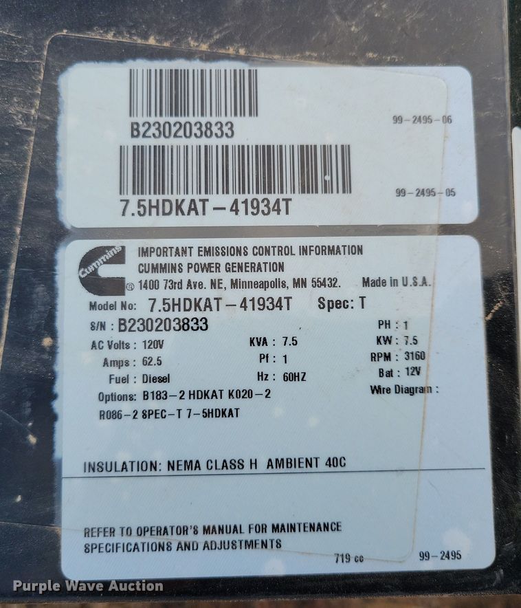 image for item NB9932 Cummins Onan Commercial QD generator