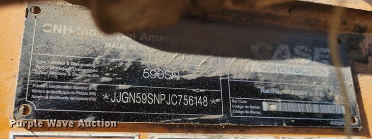 image for item NB9937 2018 Case 590 Super N backhoe