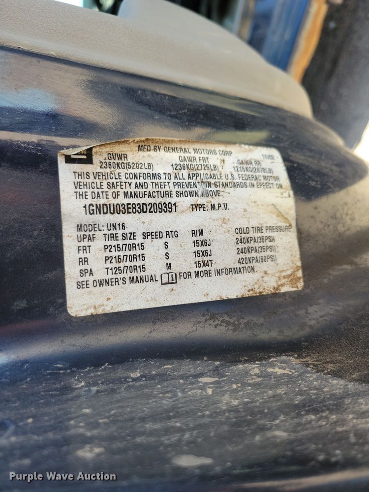 image for item NB9954 2003 Chevrolet  Venture van