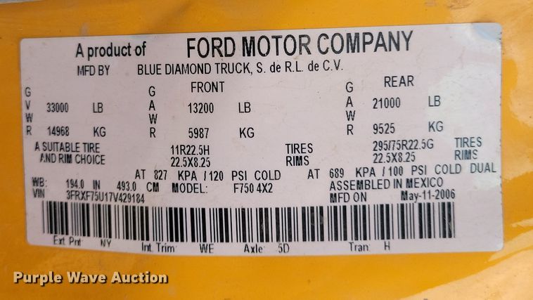 image for item NB9956 2007 Ford F750 Super Duty bucket truck