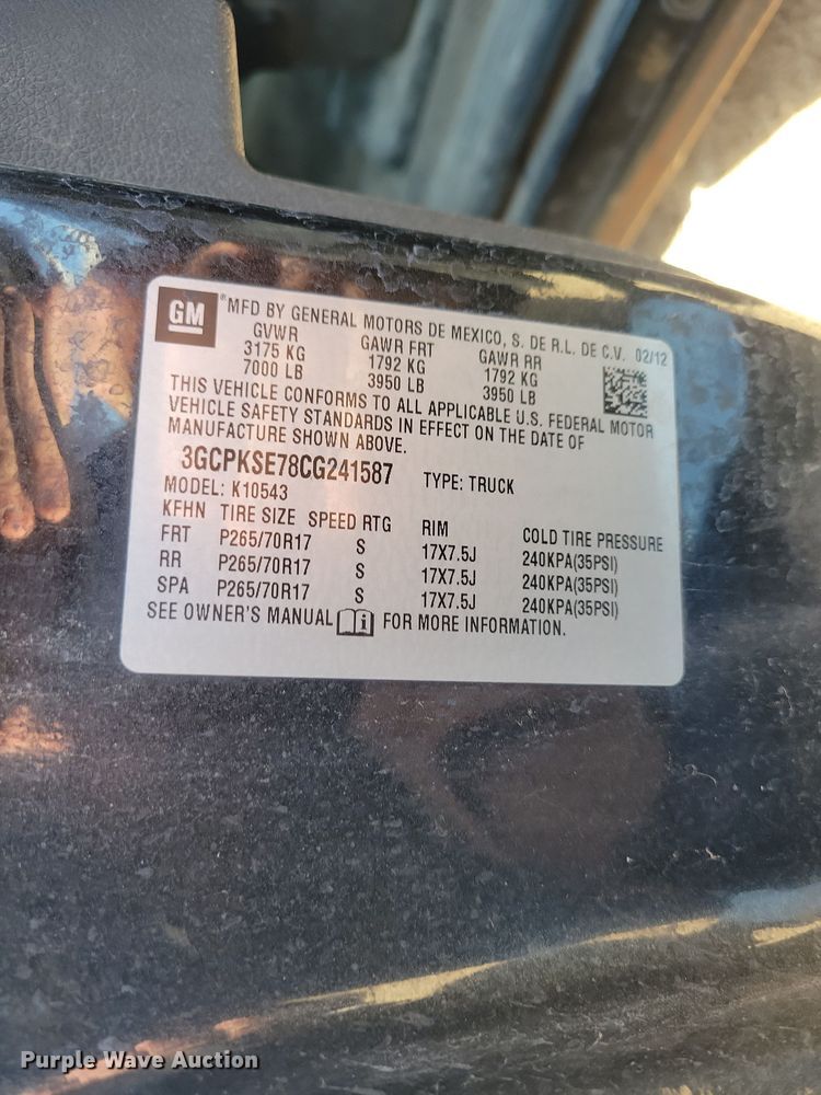 image for item NB9957 2012 Chevrolet  Silverado 1500 Crew Cab pickup truck