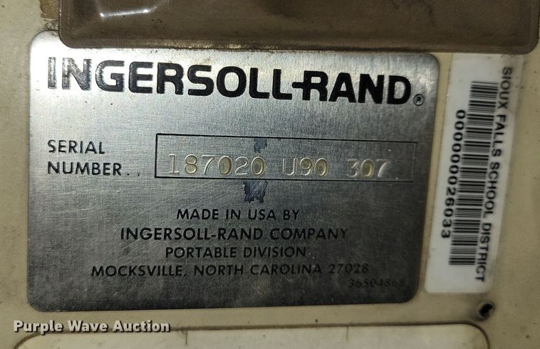image for item NB9971 1991 Ingersoll Rand 175 air compressor
