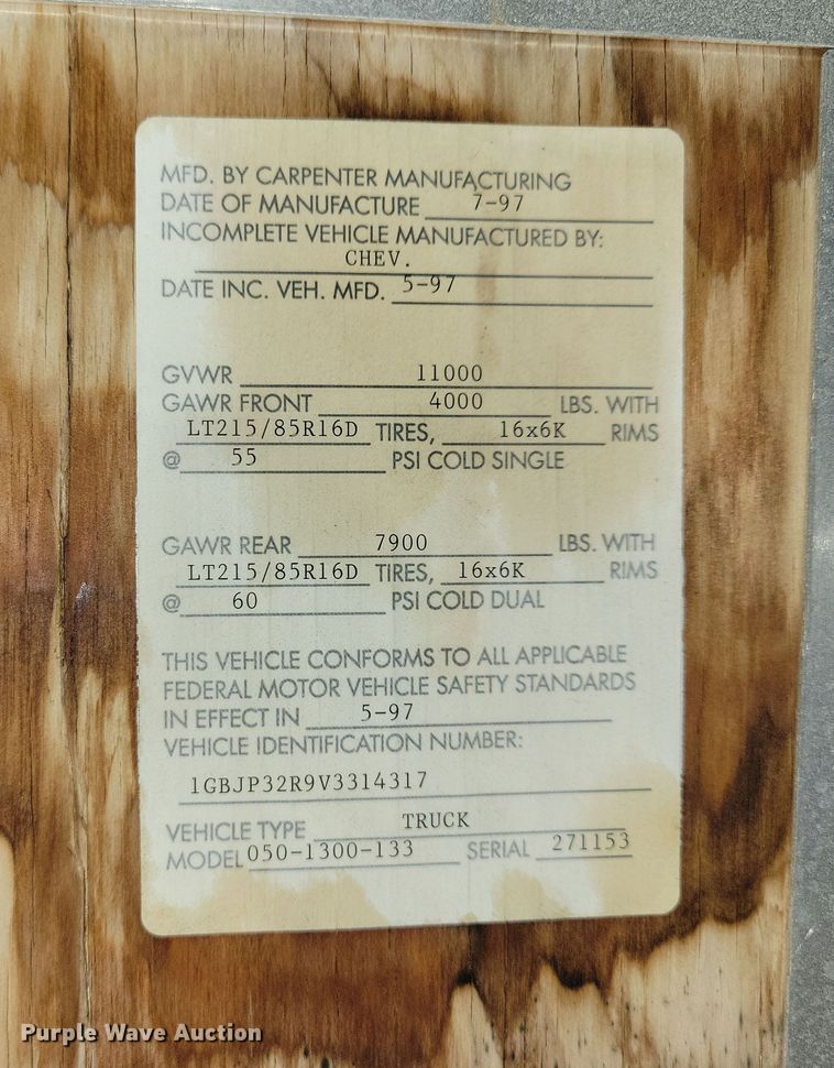 image for item NB9975 1997 Chevrolet  CP30 delivery van