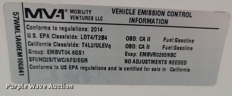 image for item NB9987 2014 MV-1 LX handicap accessible van