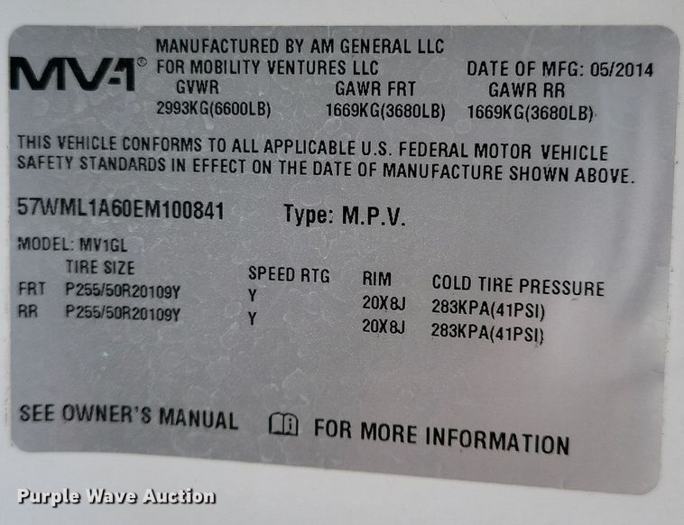 image for item NB9987 2014 MV-1 LX handicap accessible van