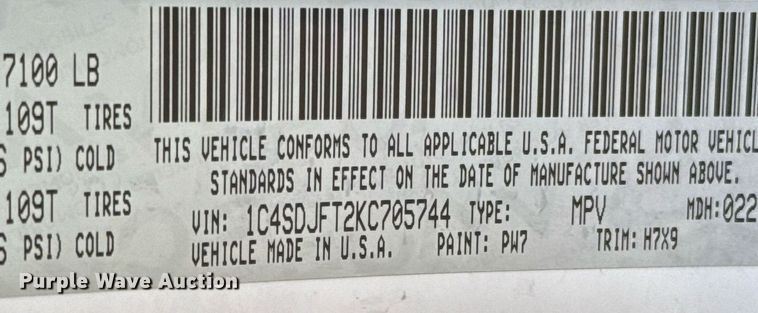 image for item NN9709 2019 Dodge Durango SSV SUV