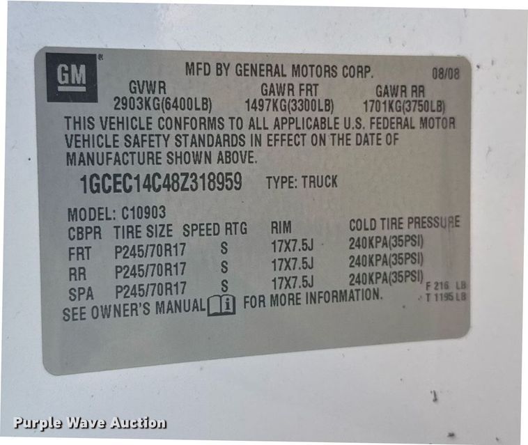 image for item NN9735 2008 Chevrolet Silverado 1500 pickup truck