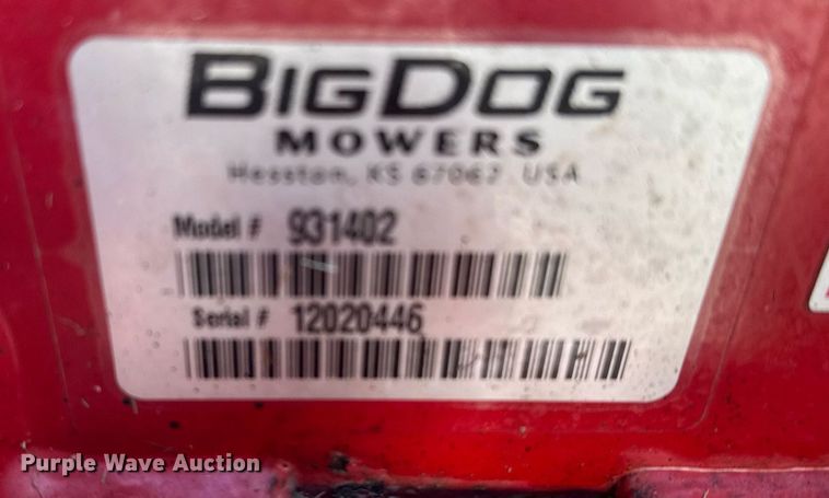 image for item NN9738 2012 Big Dog 931402 ZTR lawn mower