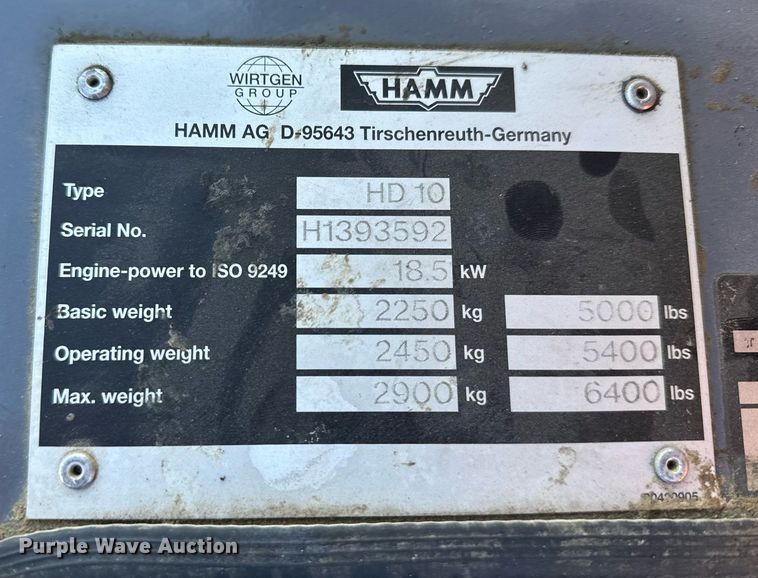 image for item NN9744 2004 Hamm HD10 double drum vibratory roller