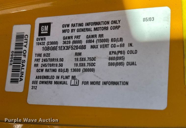 image for item NN9746 2003 Chevrolet C6500 chipper truck