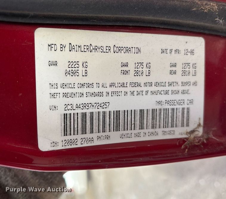 image for item OB9525 2007 Chrysler 300 