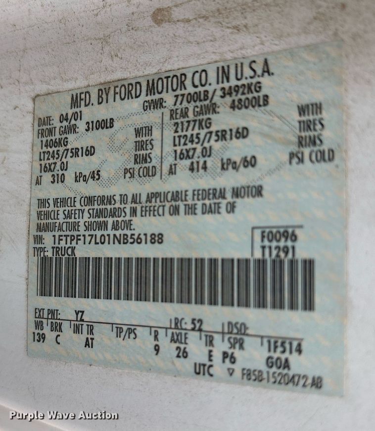 image for item OB9530 2001 Ford F150 pickup truck