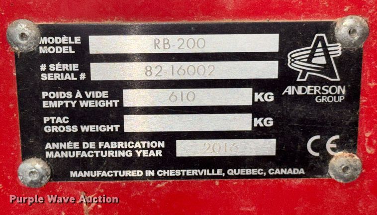 image for item DO0450 2016 Anderson RB-200 bale wrapper