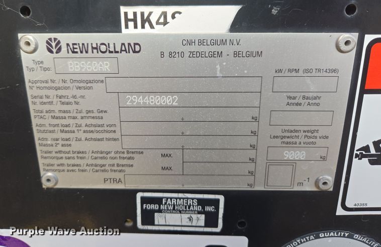 image for item DT7059 2005 New Holland BB960AR large square baler