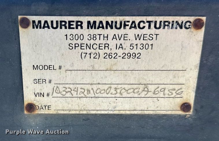 image for item DU3377 Maurer Manufacturing M32 header trailer