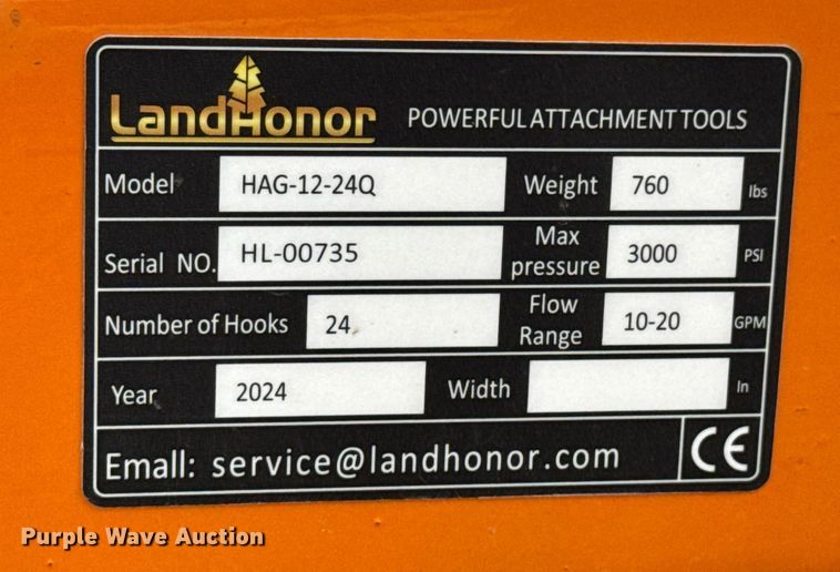image for item DU9698 2024 LandHonor HAG-12-24Q skid steer bale grabber